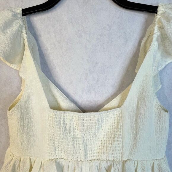 Urban Outfitters Sierra Keyhole Blouse Womens Small Ivory Y2K Babydoll Crop - Picture 7 of 14